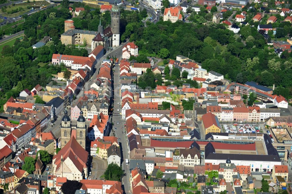 Aerial image Wittenberg - View of the construction site of the shopping center Arsenal between the Arsenal square and the market place in the inner city of Wittenberg. Project developers are MIB AG and the OFB Development GmbH