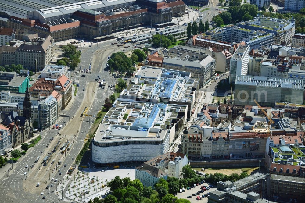 Aerial image Leipzig - View of the shopping center Hoefe am Bruehl in Leipzig in Saxony