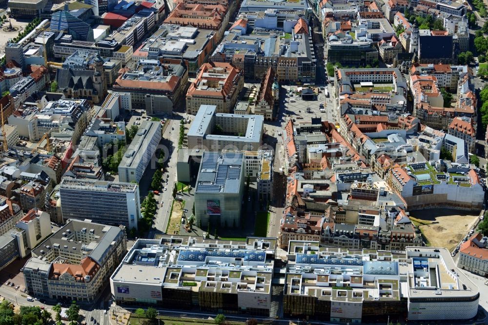 Leipzig from above - View of the shopping center Hoefe am Bruehl in Leipzig in Saxony