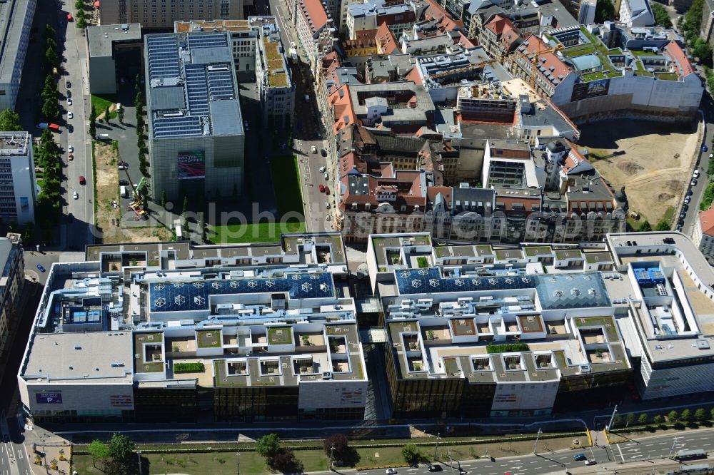 Aerial image Leipzig - View of the shopping center Hoefe am Bruehl in Leipzig in Saxony