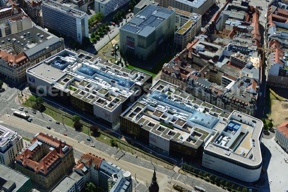 Aerial photograph Leipzig - View of the shopping center Hoefe am Bruehl in Leipzig in Saxony