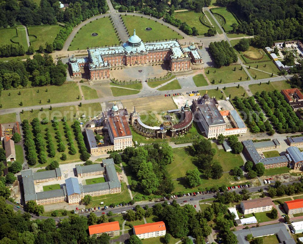 Potsdam from the bird's eye view: View of the New Palace in Potsdam and the communs