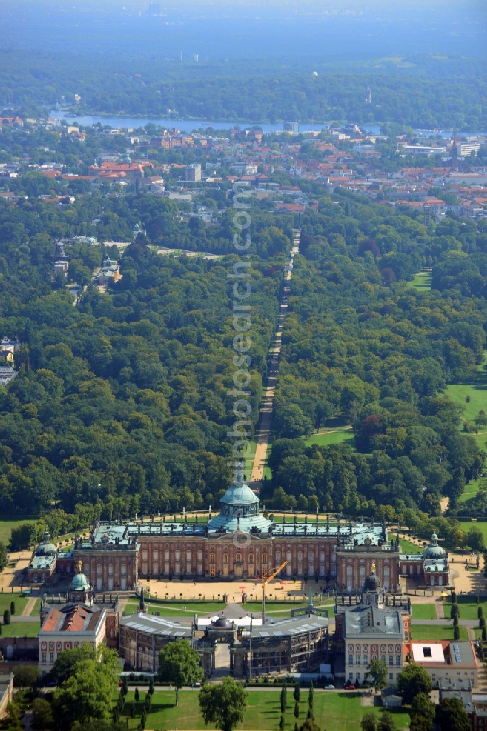 Potsdam from the bird's eye view: View of the New Palace in Potsdam and the communs