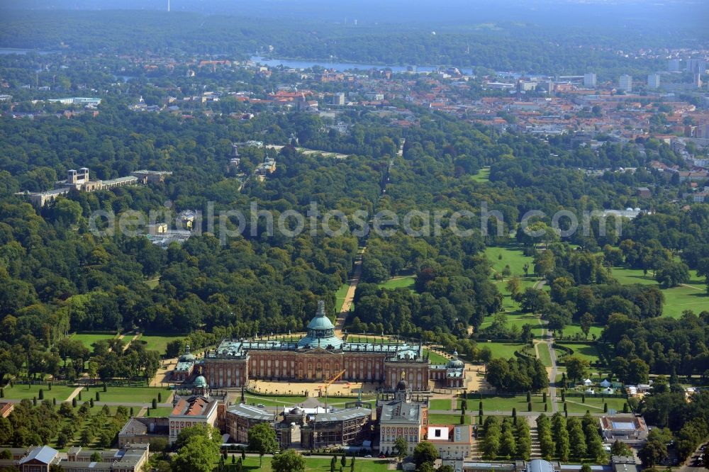 Aerial image Potsdam - View of the New Palace in Potsdam and the communs