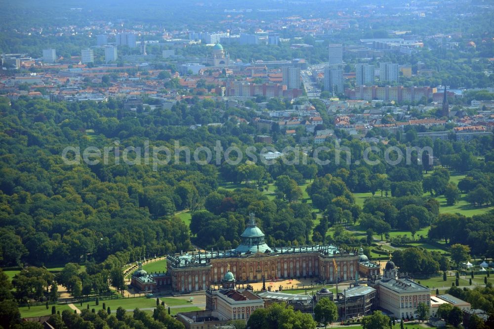 Potsdam from the bird's eye view: View of the New Palace in Potsdam and the communs