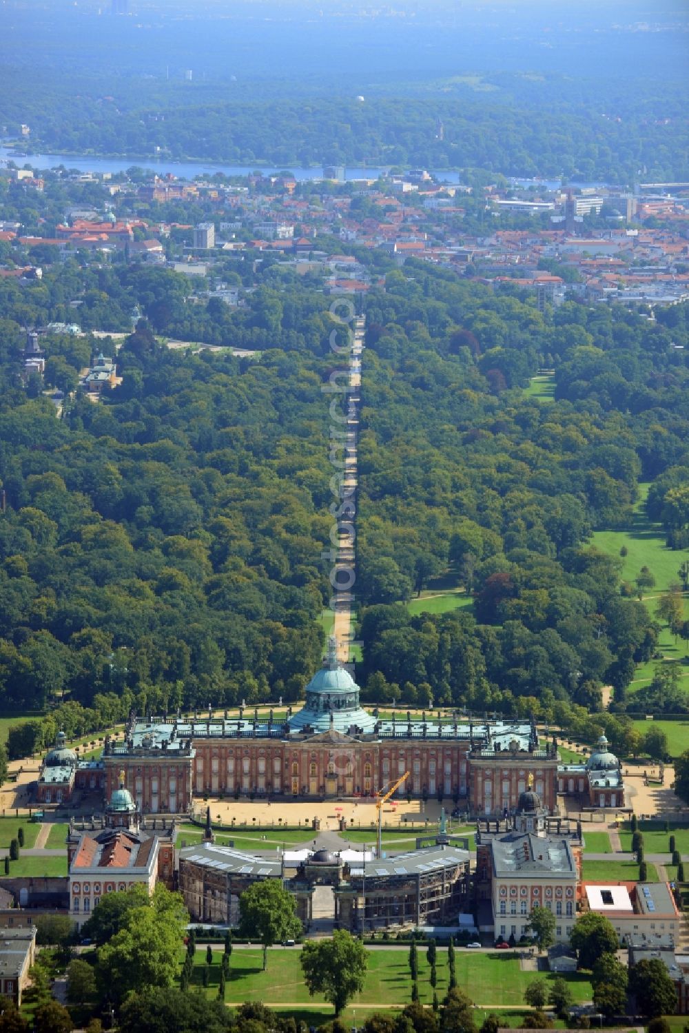 Aerial image Potsdam - View of the New Palace in Potsdam and the communs