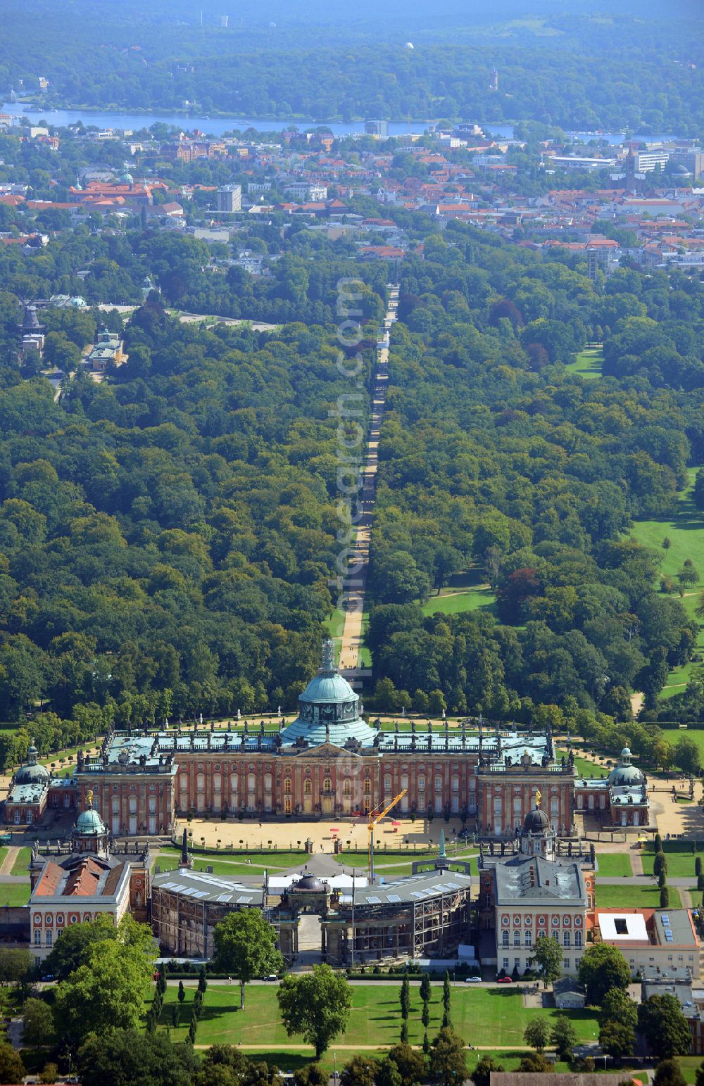 Aerial photograph Potsdam - View of the New Palace in Potsdam and the communs