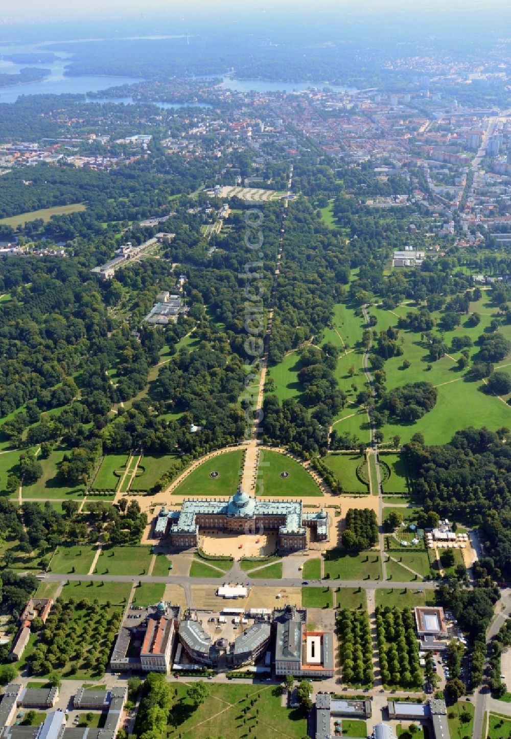 Potsdam from above - View of the New Palace in Potsdam and the communs