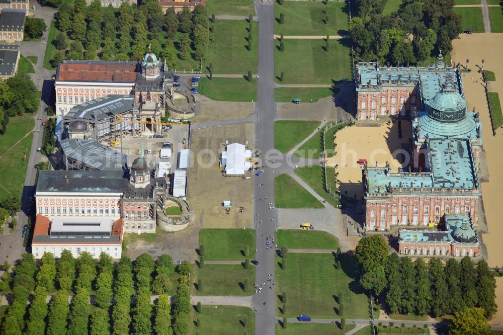 Aerial image Potsdam - View of the New Palace in Potsdam and the communs