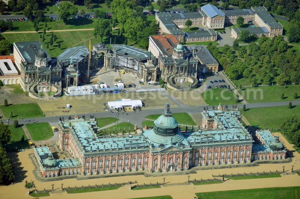 Aerial photograph Potsdam - View of the New Palace in Potsdam and the communs