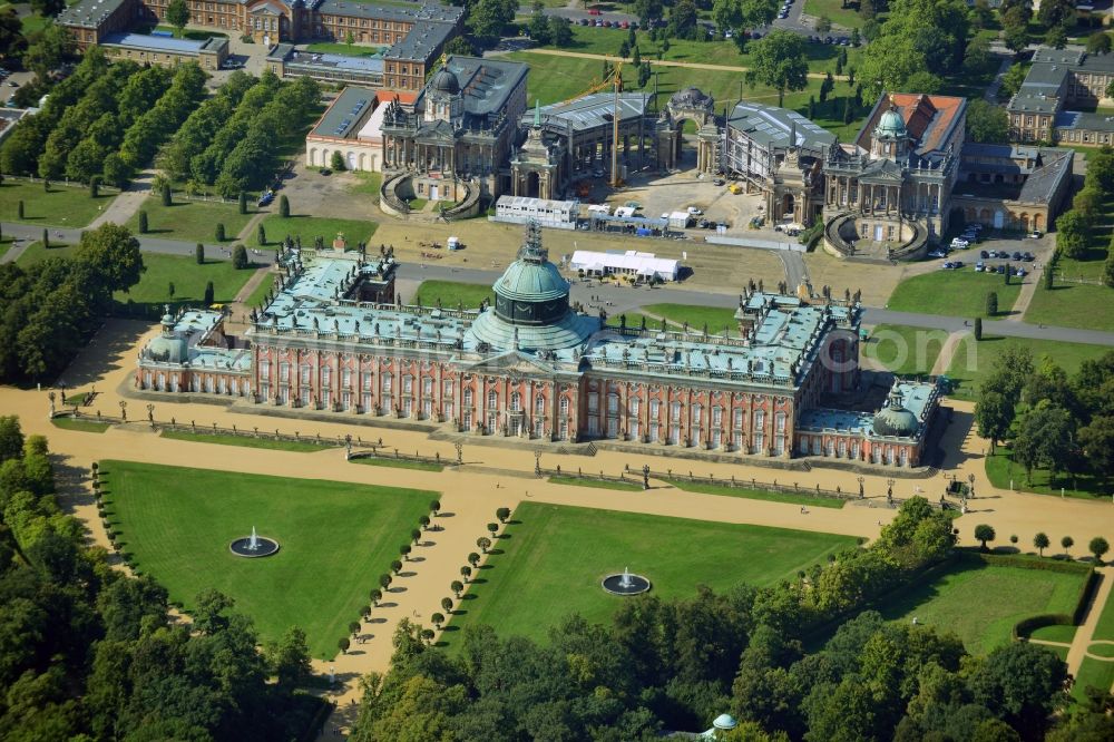 Aerial image Potsdam - View of the New Palace in Potsdam and the communs