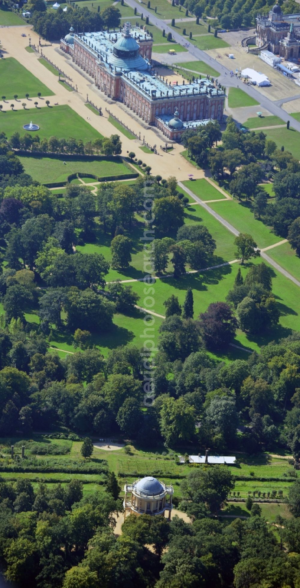 Aerial photograph Potsdam - View of the New Palace in Potsdam and the communs