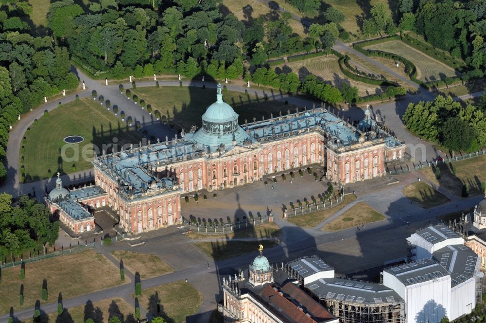 Aerial photograph Potsdam - View of the New Palace in Potsdam and the communs