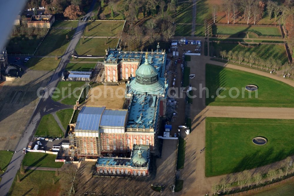 Potsdam from above - View of the New Palace in Potsdam and the communs