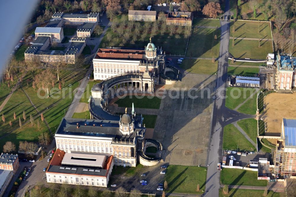 Potsdam from the bird's eye view: View of the New Palace in Potsdam and the communs