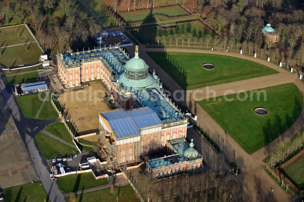 Aerial image Potsdam - View of the New Palace in Potsdam and the communs