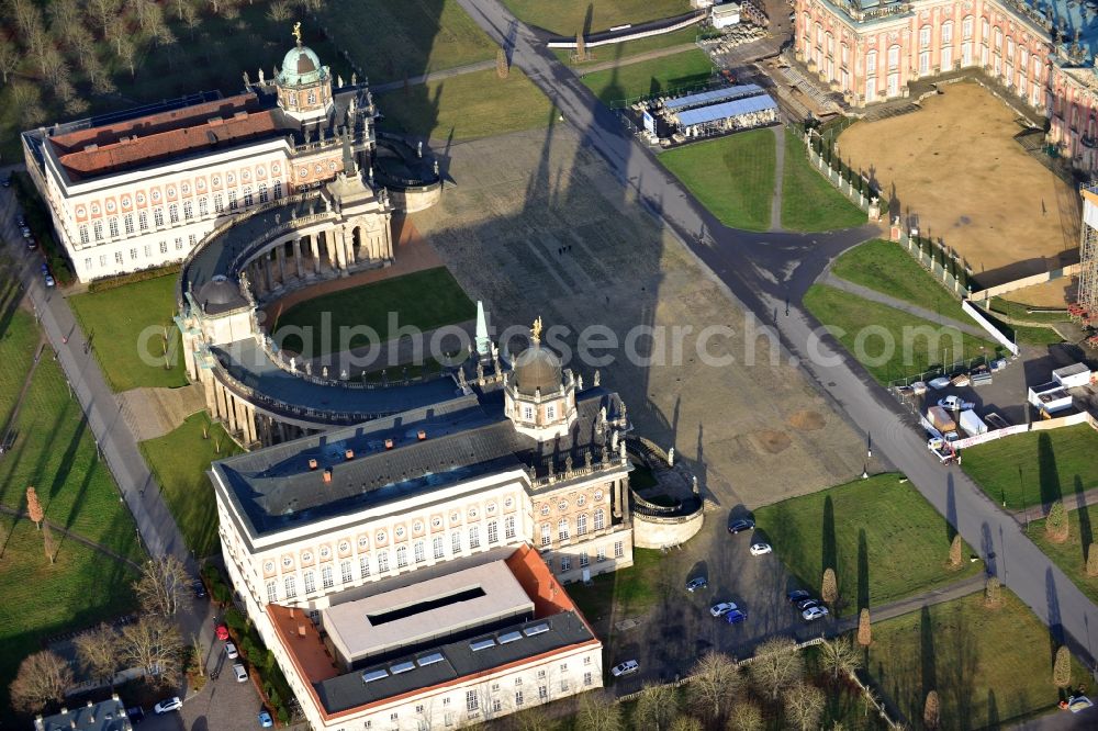 Aerial photograph Potsdam - View of the New Palace in Potsdam and the communs