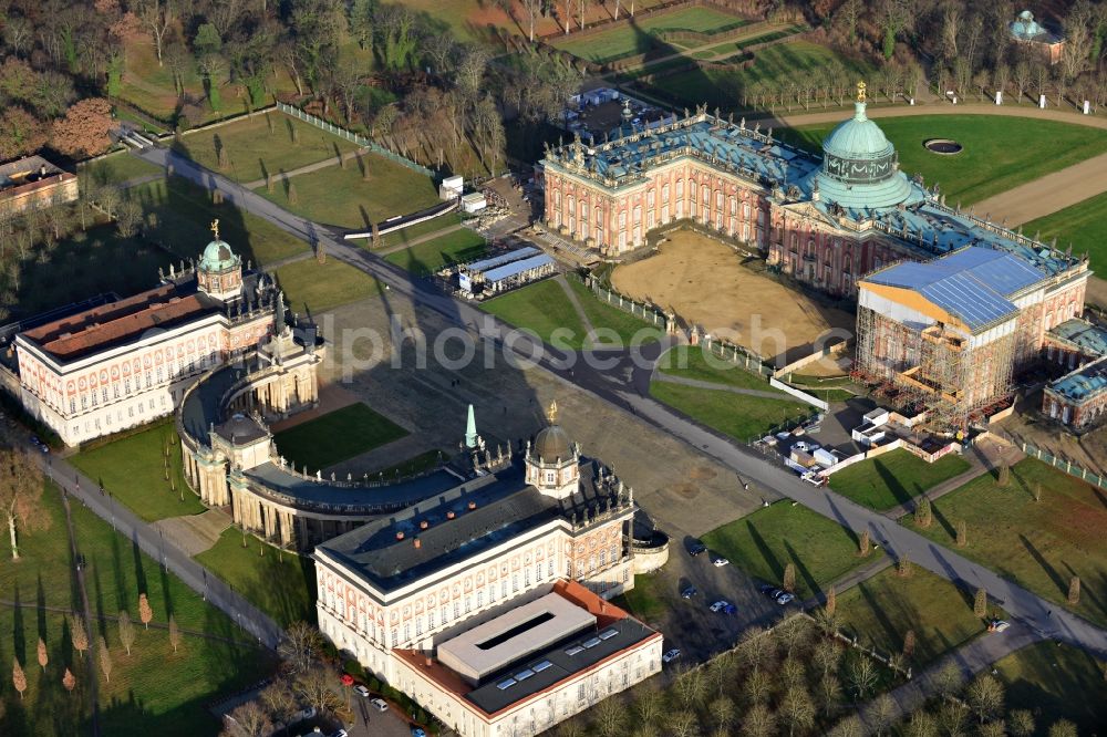 Potsdam from the bird's eye view: View of the New Palace in Potsdam and the communs