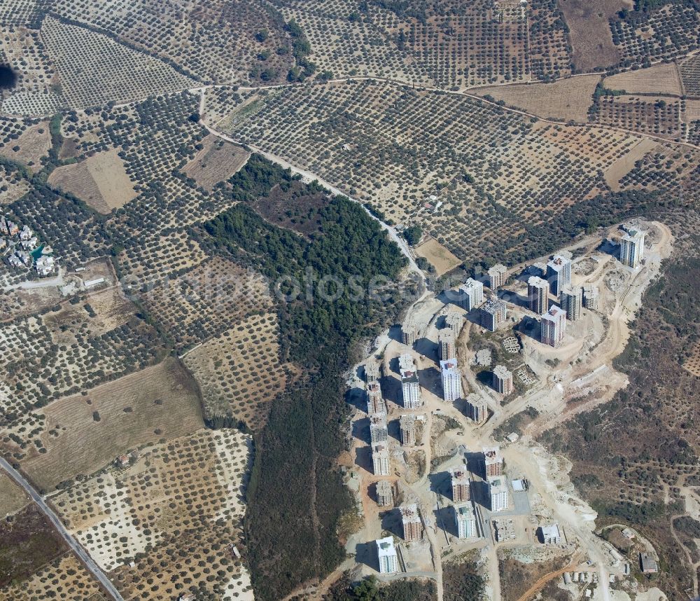 Sogucak from the bird's eye view: New territory north of the city Sogucak in the province of Aydin in Turkey