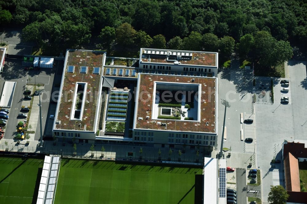 Leipzig from above - New training centre of the RB Leipzig ( RasenBallsport Leipzig e. V. ) at the Elsterbecken in the district Altlindenau in Leipzig in the state Saxony