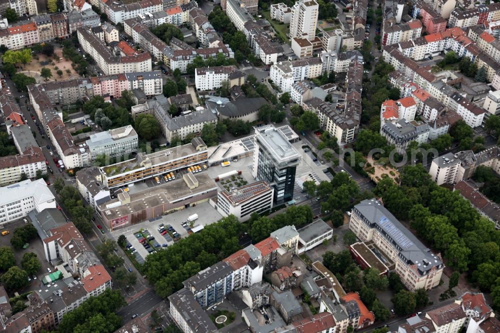 Mainz from above - New administrative building of the MVG Mainz public transport company in Mainz in Rhineland-Palatinate