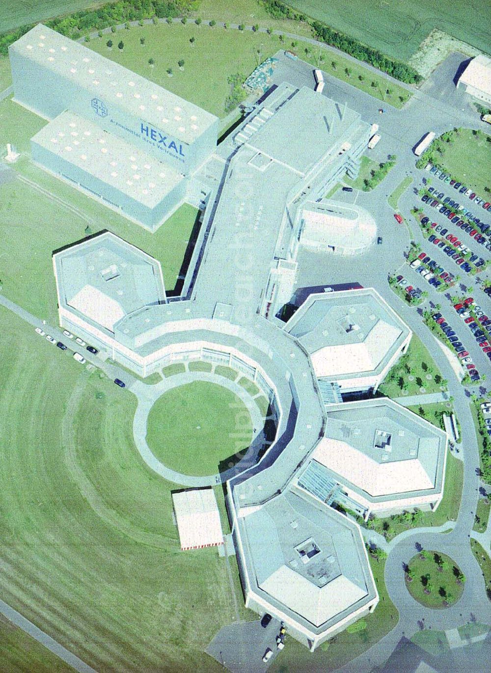 Magdeburg / Sachsen - Anhalt from above - Neues Werk der HEXAL AG am Autobahnkreuz bei Magdeburg.