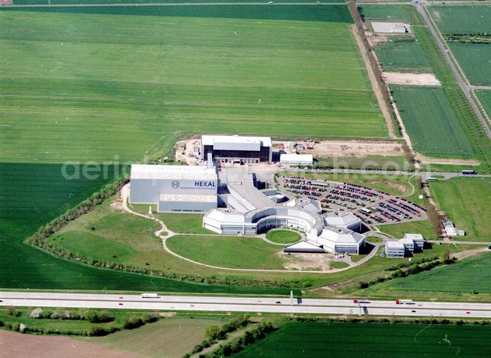 Magdeburg from above - Neues Werk der HEXAL AG am Autobahnkreuz bei Magdeburg. HEXAL AG Zentrale, Presse- und Öffentlichkeitsarbeit,Frau Hoeren,Industriestraße 25 83607 HOLZKIRCHEN,sonja.radrich@hexal.de Tel.: 08024-9080,Fax.: 08024-908290