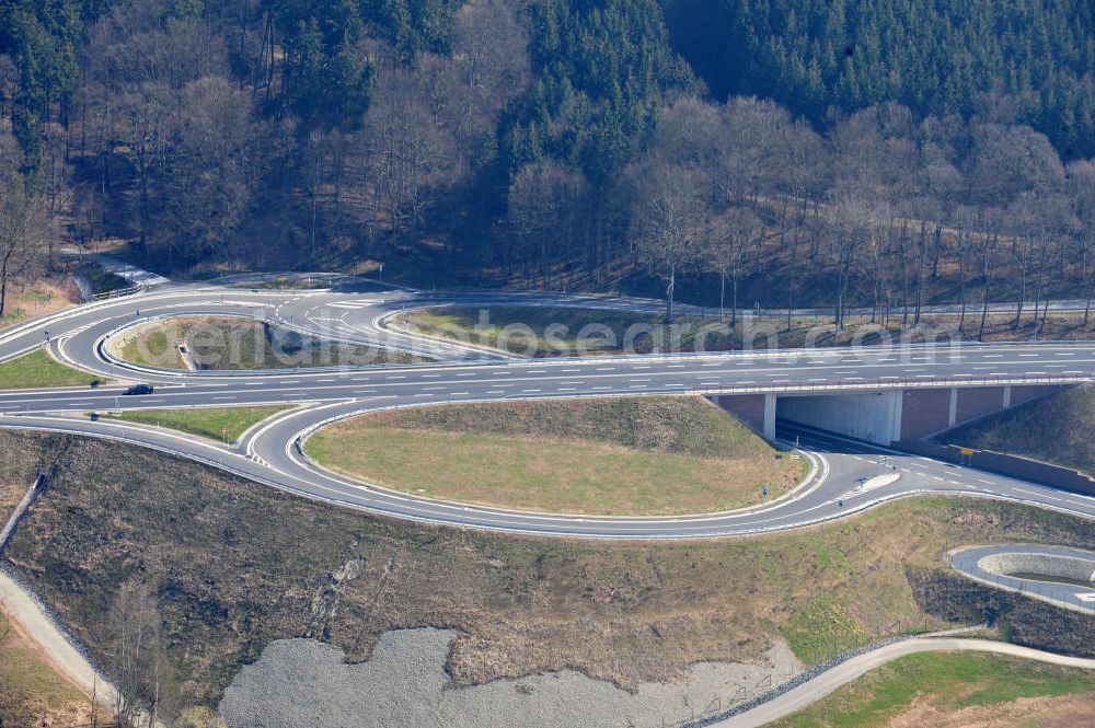 Uslar from the bird's eye view: New circuitous road B241 with new bidges / viaduct Volpriehausen in the near of Uslar in Lower Saxony