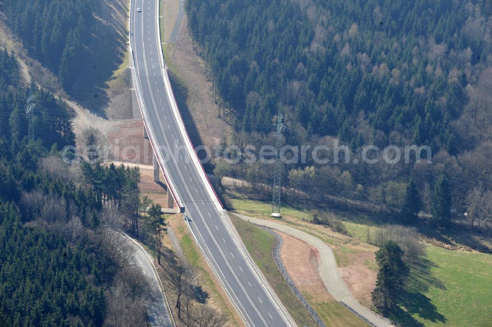 Uslar from above - New circuitous road B241 with new bidges / viaduct Volpriehausen in the near of Uslar in Lower Saxony