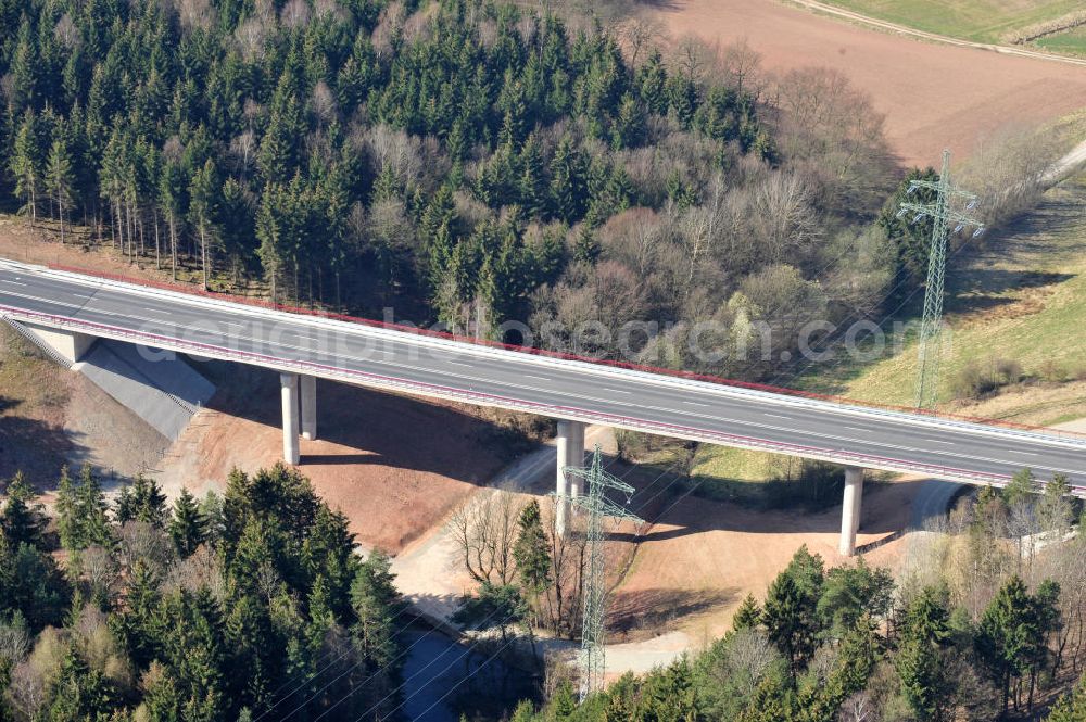 Uslar from the bird's eye view: New circuitous road B241 with new bidges / viaduct Volpriehausen in the near of Uslar in Lower Saxony