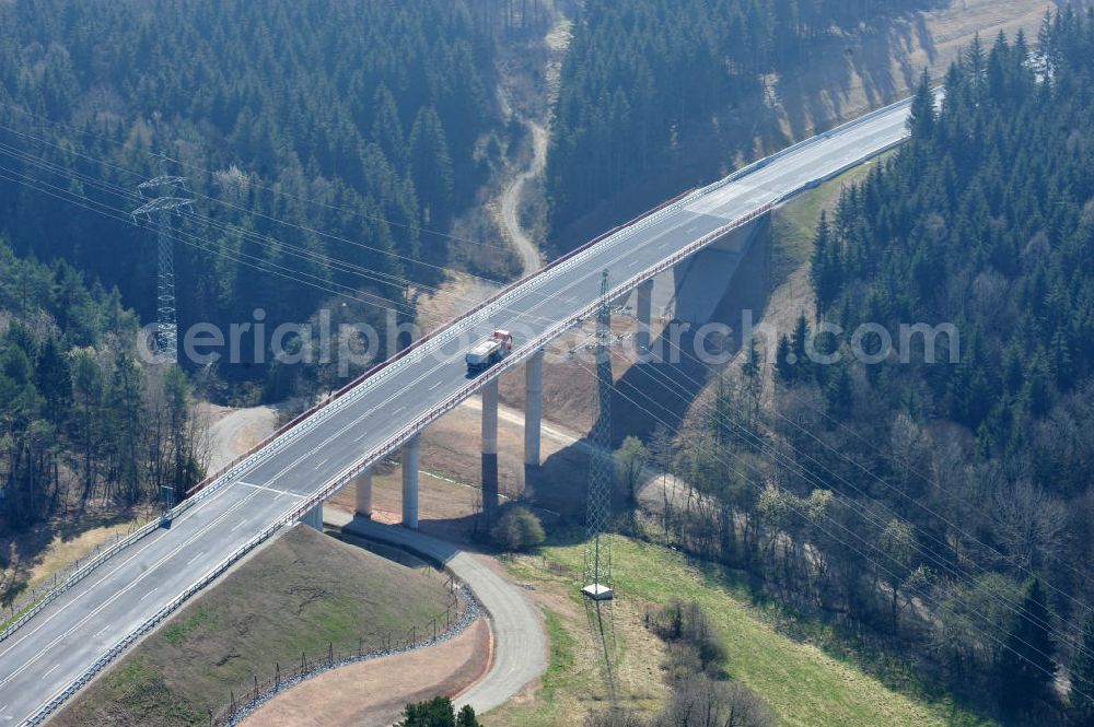 Uslar from above - New circuitous road B241 with new bidges / viaduct Volpriehausen in the near of Uslar in Lower Saxony