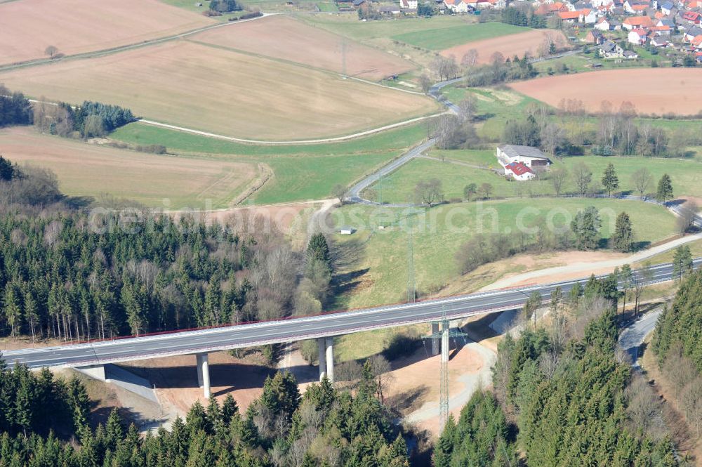 Uslar from the bird's eye view: New circuitous road B241 with new bidges / viaduct Volpriehausen in the near of Uslar in Lower Saxony