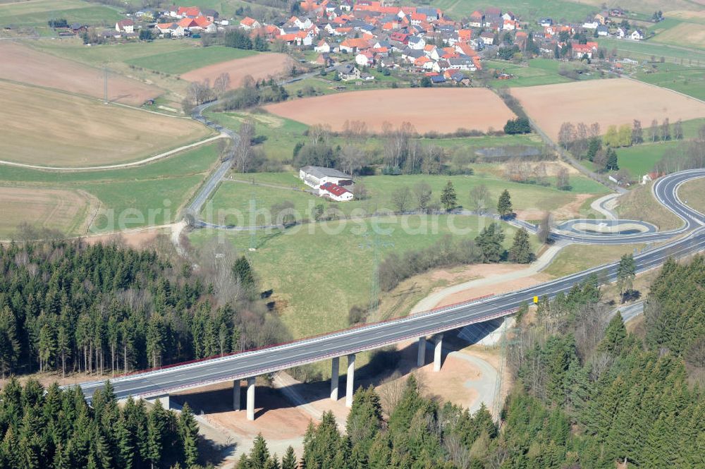 Aerial photograph Uslar - New circuitous road B241 with new bidges / viaduct Volpriehausen in the near of Uslar in Lower Saxony