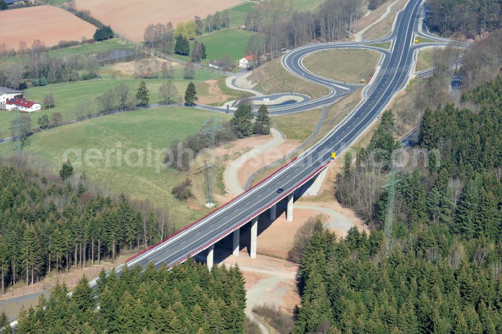 Uslar from above - New circuitous road B241 with new bidges / viaduct Volpriehausen in the near of Uslar in Lower Saxony