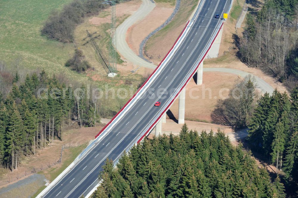 Uslar from the bird's eye view: New circuitous road B241 with new bidges / viaduct Volpriehausen in the near of Uslar in Lower Saxony