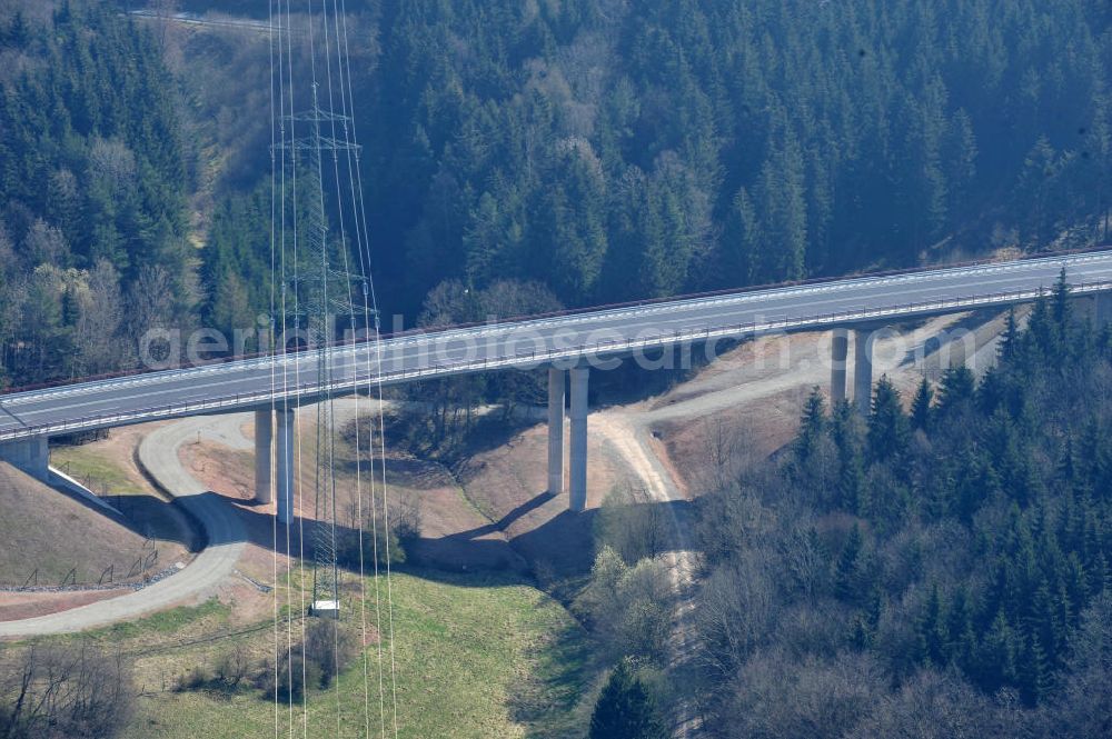 Uslar from above - New circuitous road B241 with new bidges / viaduct Volpriehausen in the near of Uslar in Lower Saxony