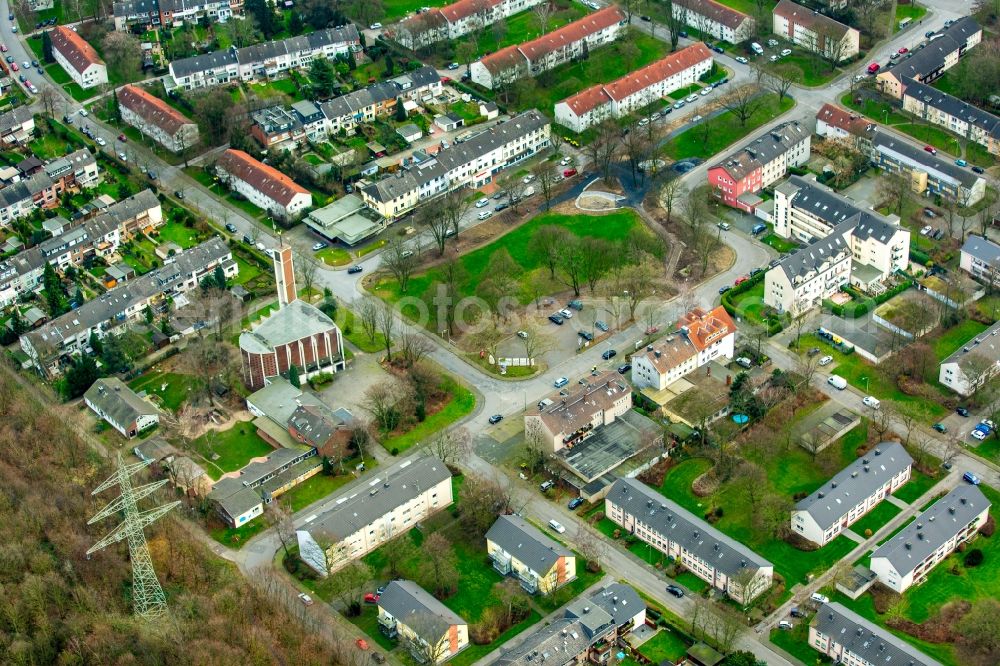 Duisburg from above - Redesign of the park of little Karl-Harzig-Park, Am Finkenacker, in Duisburg in North Rhine-Westphalia