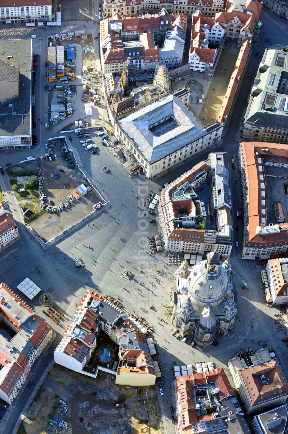 Dresden from the bird's eye view: View of the Neumarkt Dresden in the state Saxony