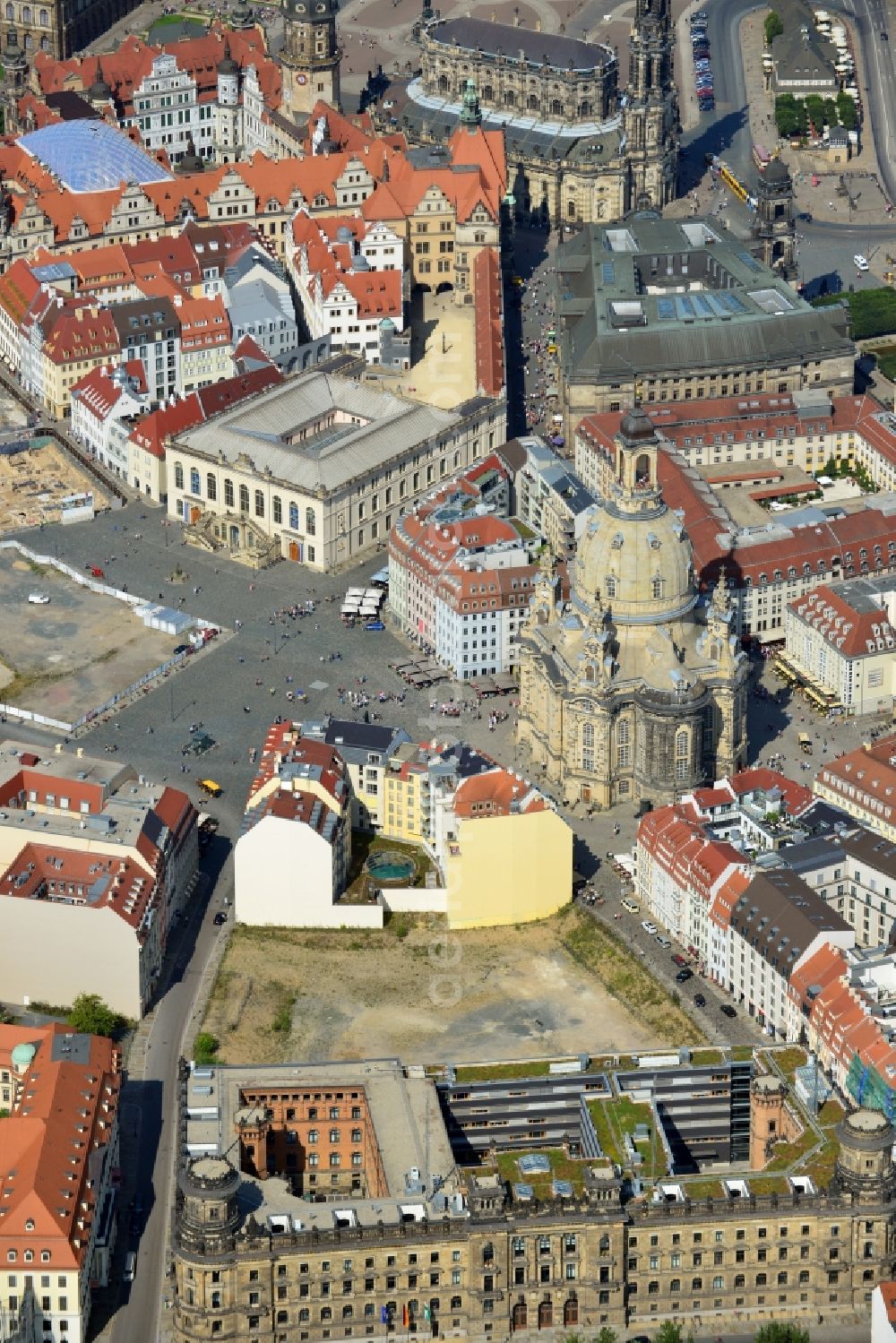 Aerial image Dresden - View of the Neumarkt in Dresden in the state of Saxony