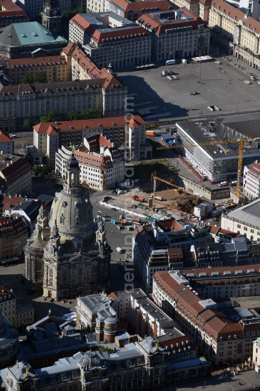 Aerial photograph Dresden - View of the Neumarkt in Dresden in the state of Saxony