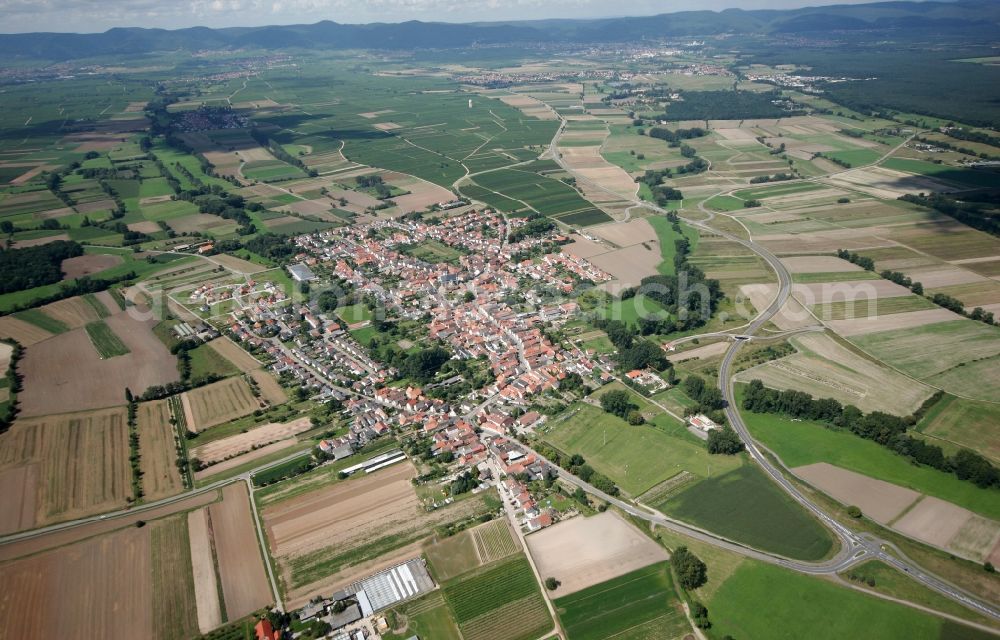 Geinsheim from the bird's eye view: Neustadt an der Weinstraße OT Geinsheim in the state of Rhineland-Palatinate