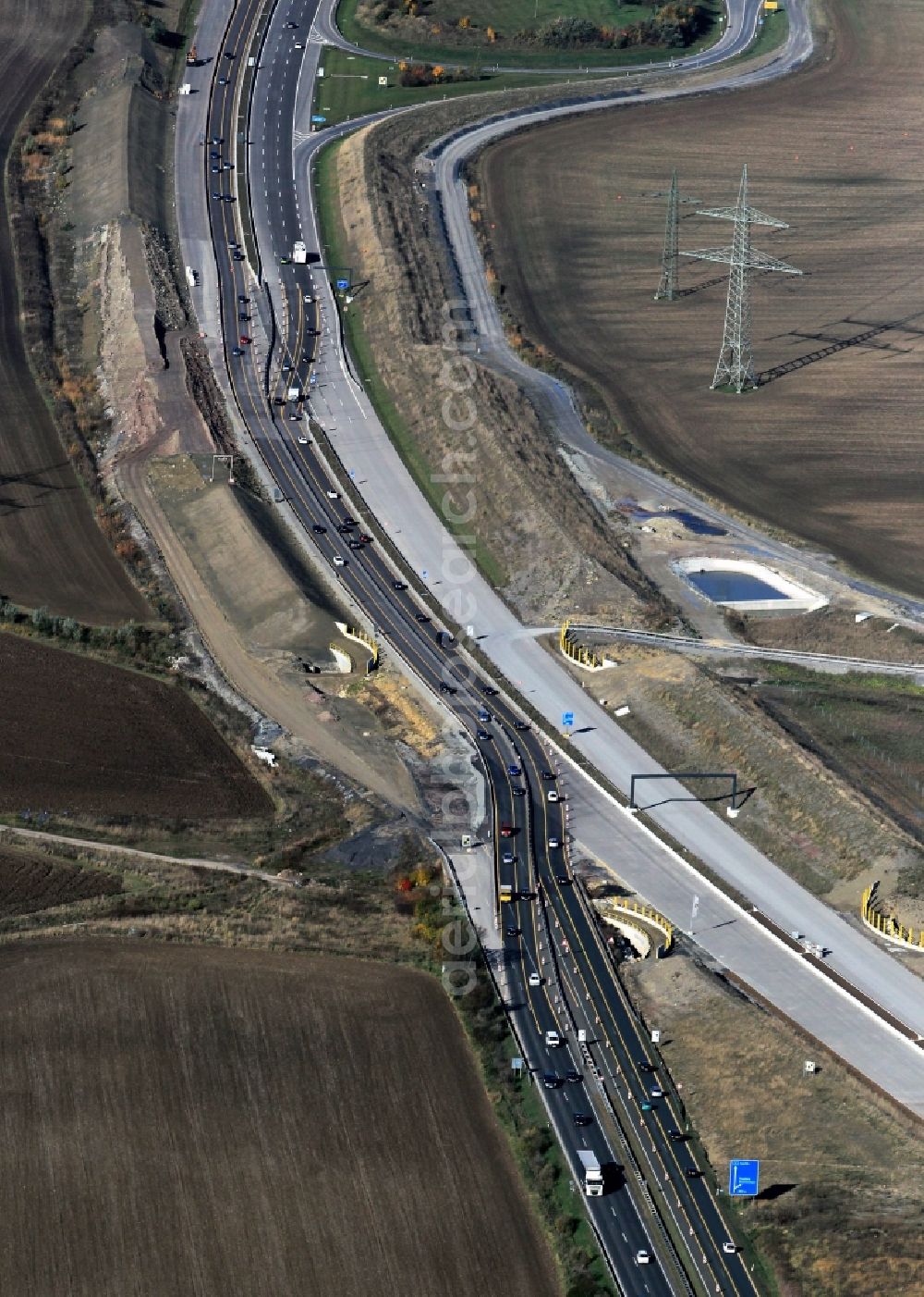 Aerial photograph Magdala - Construction work on the realignment / relocation of the federal motorway A4 motorway between junctions AS Magdala in Thuringia. Die Ingenieurgruppe BEB ist mit der Projektsteuerung beauftragt