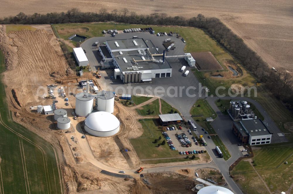 Aerial image Malchin - Blick auf die Niederlassung der SecAnim GmbH der SARIA Bio-Industries AG & Co. KG in Malchin. SARIA ist ein Unternehmen, das sich überwiegend mit der Verwertung und Entsorgung von tierischen Reststoffen beschäftigt. SecAnim GmbH ist die neu gegründete Tochterfirma der SARIA Bio-Industries AG & Co. KG. Kontakt: SecAnim GmbH, Niederlassung Malchin, An der Landwehr, 17139 Malchin, Tel.: 03994/2096-0, E-Mail: kontakt@saria.de,