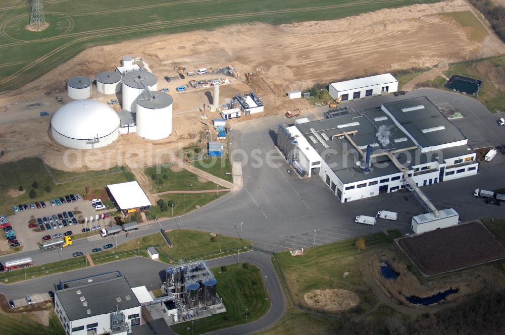 Aerial image Malchin - Blick auf die Niederlassung der SecAnim GmbH der SARIA Bio-Industries AG & Co. KG in Malchin. SARIA ist ein Unternehmen, das sich überwiegend mit der Verwertung und Entsorgung von tierischen Reststoffen beschäftigt. SecAnim GmbH ist die neu gegründete Tochterfirma der SARIA Bio-Industries AG & Co. KG. Kontakt: SecAnim GmbH, Niederlassung Malchin, An der Landwehr, 17139 Malchin, Tel.: 03994/2096-0, E-Mail: kontakt@saria.de,