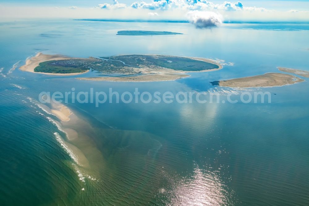 Aerial photograph Nigehörn - Nighorn and Scharhoern in the North Sea in the Wadden Sea off Cuxhaven in the state Hamburg, Germany