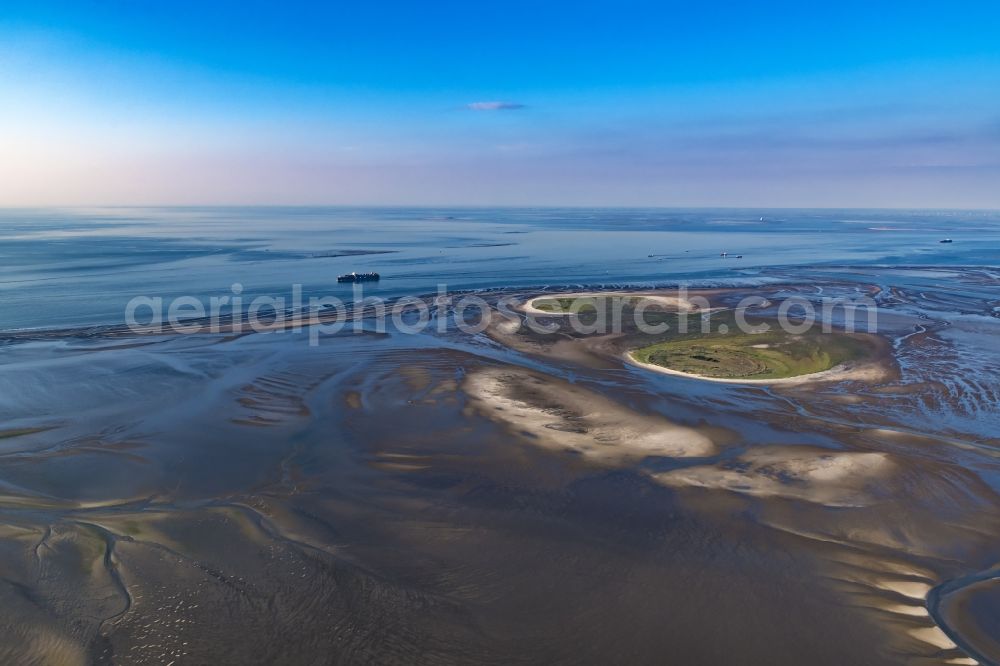 Aerial photograph Nigehörn - Nighorn and Scharhoern in the North Sea in the Wadden Sea off Cuxhaven in the state Hamburg, Germany