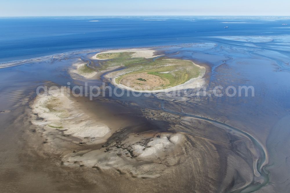 Aerial image Scharhörn - Nighorn and Scharhoern in the North Sea in the Wadden Sea off Cuxhaven in the state Hamburg, Germany