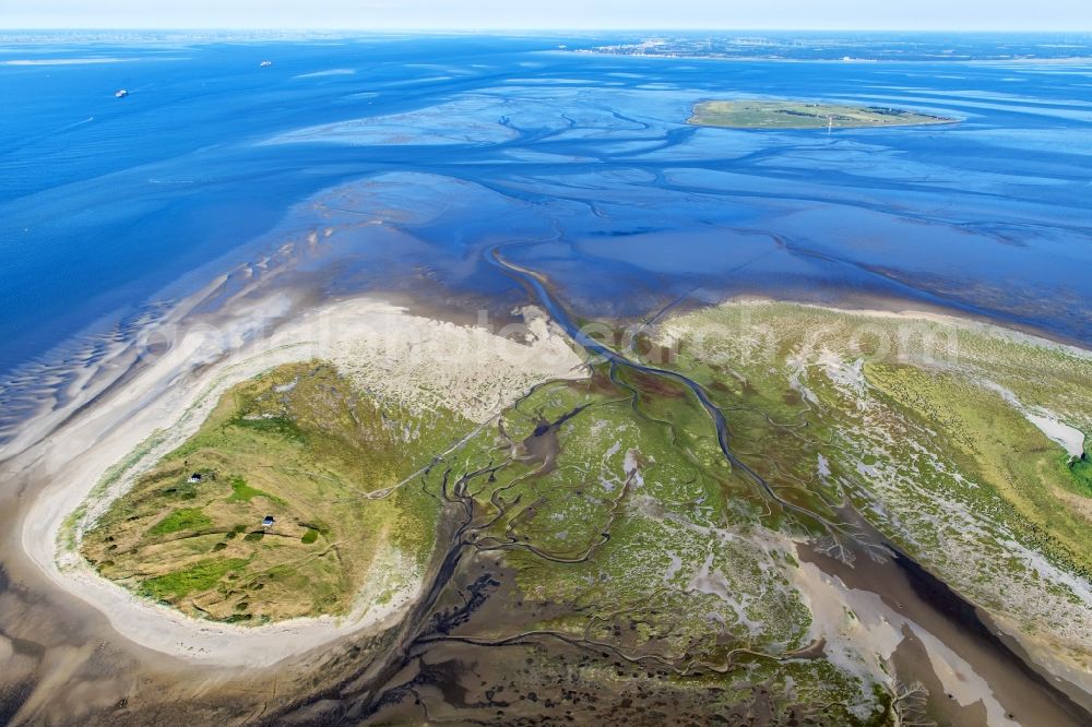 Aerial image Scharhörn - Nighorn and Scharhoern in the North Sea in the Wadden Sea off Cuxhaven in the state Hamburg, Germany