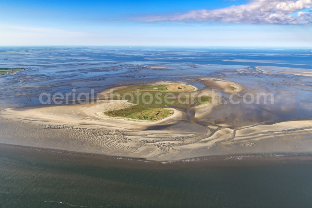 Scharhörn from the bird's eye view: Nighorn and Scharhoern in the North Sea in the Wadden Sea off Cuxhaven in the state Hamburg, Germany