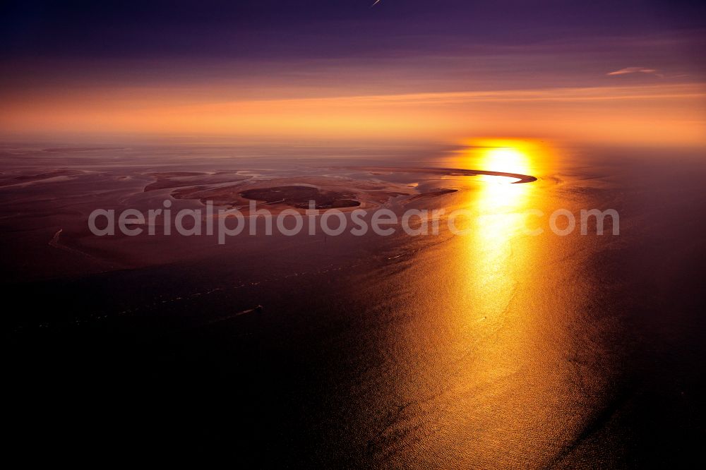 Aerial image Nigehörn - Nighorn and Scharhoern in the North Sea in the Wadden Sea off Cuxhaven in the state Hamburg, Germany